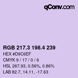 カラーコード: RGB 217.3 198.4 239 | qconv.com