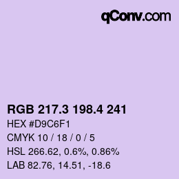 カラーコード: RGB 217.3 198.4 241 | qconv.com