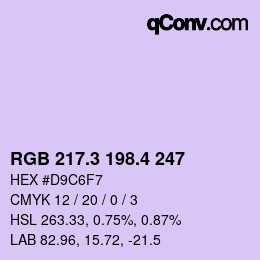 カラーコード: RGB 217.3 198.4 247 | qconv.com