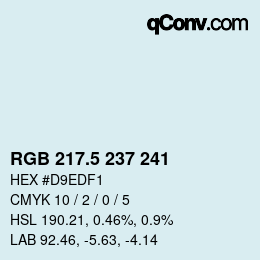 颜色代码: RGB 217.5 237 241 | qconv.com