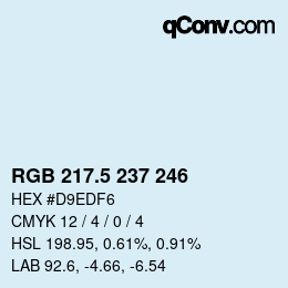 Color code: RGB 217.5 237 246 | qconv.com