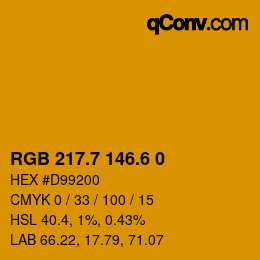 カラーコード: RGB 217.7 146.6 0 | qconv.com