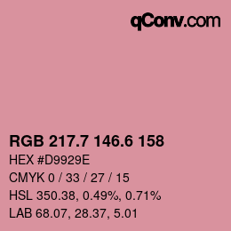 カラーコード: RGB 217.7 146.6 158 | qconv.com