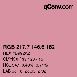 カラーコード: RGB 217.7 146.6 162 | qconv.com