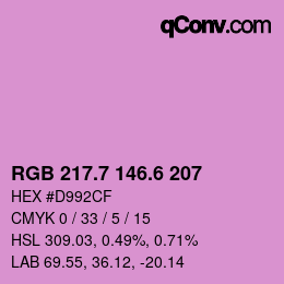 カラーコード: RGB 217.7 146.6 207 | qconv.com
