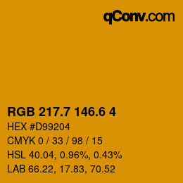 カラーコード: RGB 217.7 146.6 4 | qconv.com