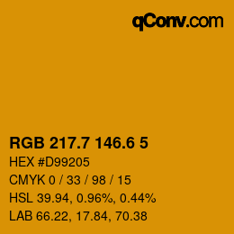 カラーコード: RGB 217.7 146.6 5 | qconv.com