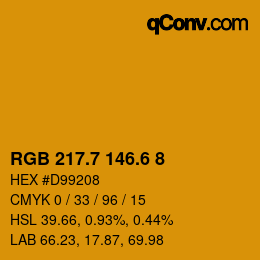 カラーコード: RGB 217.7 146.6 8 | qconv.com