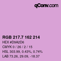 カラーコード: RGB 217.7 162 214 | qconv.com