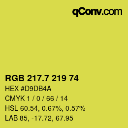 カラーコード: RGB 217.7 219 74 | qconv.com