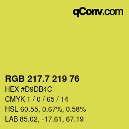 カラーコード: RGB 217.7 219 76 | qconv.com