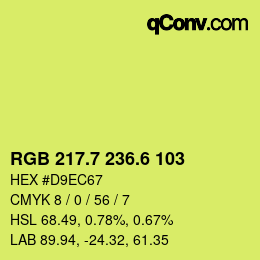 カラーコード: RGB 217.7 236.6 103 | qconv.com