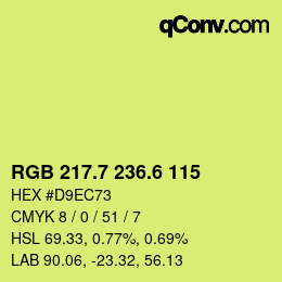 カラーコード: RGB 217.7 236.6 115 | qconv.com
