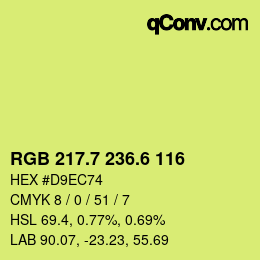 カラーコード: RGB 217.7 236.6 116 | qconv.com
