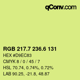 カラーコード: RGB 217.7 236.6 131 | qconv.com