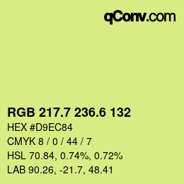 カラーコード: RGB 217.7 236.6 132 | qconv.com