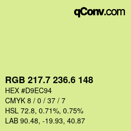 カラーコード: RGB 217.7 236.6 148 | qconv.com