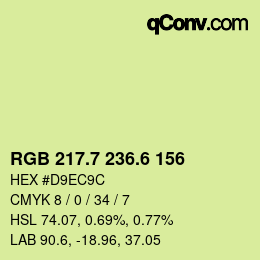 カラーコード: RGB 217.7 236.6 156 | qconv.com