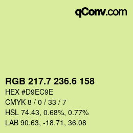 カラーコード: RGB 217.7 236.6 158 | qconv.com