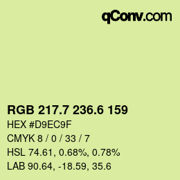 カラーコード: RGB 217.7 236.6 159 | qconv.com