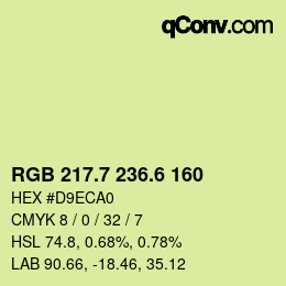 カラーコード: RGB 217.7 236.6 160 | qconv.com