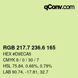 カラーコード: RGB 217.7 236.6 165 | qconv.com