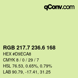 カラーコード: RGB 217.7 236.6 168 | qconv.com