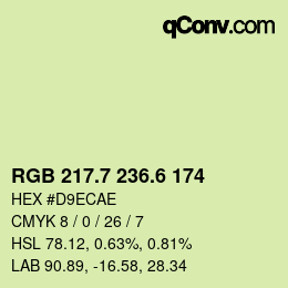 カラーコード: RGB 217.7 236.6 174 | qconv.com
