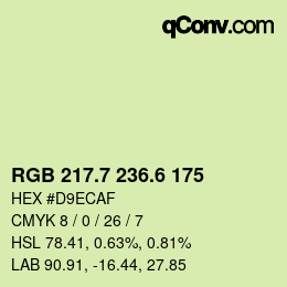 カラーコード: RGB 217.7 236.6 175 | qconv.com