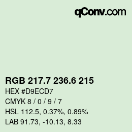 カラーコード: RGB 217.7 236.6 215 | qconv.com