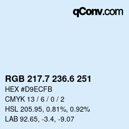カラーコード: RGB 217.7 236.6 251 | qconv.com