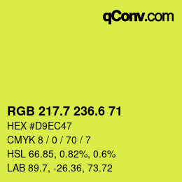 カラーコード: RGB 217.7 236.6 71 | qconv.com
