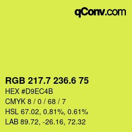カラーコード: RGB 217.7 236.6 75 | qconv.com