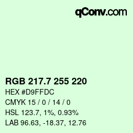 カラーコード: RGB 217.7 255 220 | qconv.com