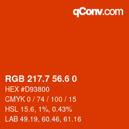 カラーコード: RGB 217.7 56.6 0 | qconv.com