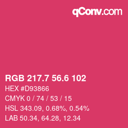 カラーコード: RGB 217.7 56.6 102 | qconv.com