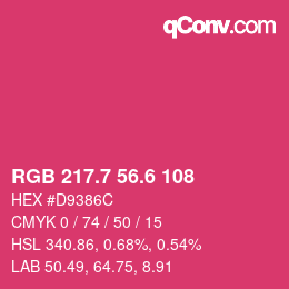 カラーコード: RGB 217.7 56.6 108 | qconv.com