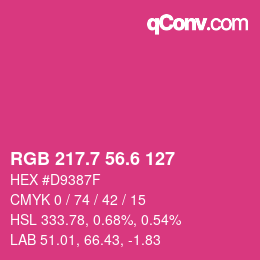 カラーコード: RGB 217.7 56.6 127 | qconv.com