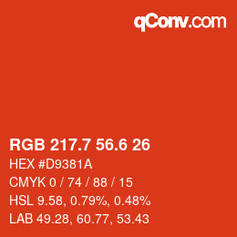 カラーコード: RGB 217.7 56.6 26 | qconv.com
