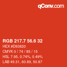 カラーコード: RGB 217.7 56.6 32 | qconv.com