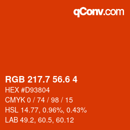 カラーコード: RGB 217.7 56.6 4 | qconv.com