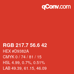 カラーコード: RGB 217.7 56.6 42 | qconv.com