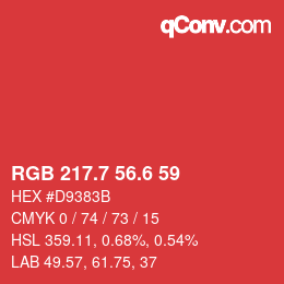 カラーコード: RGB 217.7 56.6 59 | qconv.com