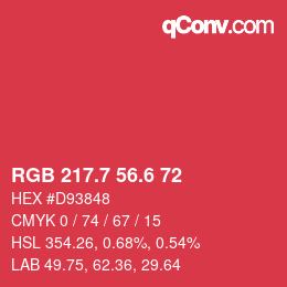カラーコード: RGB 217.7 56.6 72 | qconv.com