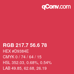 カラーコード: RGB 217.7 56.6 78 | qconv.com