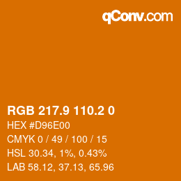 Color code: RGB 217.9 110.2 0 | qconv.com