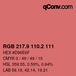 カラーコード: RGB 217.9 110.2 111 | qconv.com