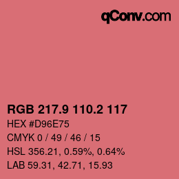 カラーコード: RGB 217.9 110.2 117 | qconv.com