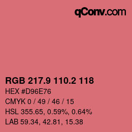 カラーコード: RGB 217.9 110.2 118 | qconv.com
