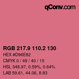 カラーコード: RGB 217.9 110.2 130 | qconv.com